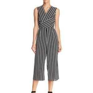 Twist Detail Striped Crop Jumpsuit Black Sz L